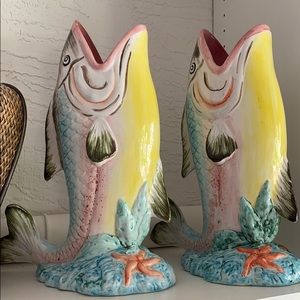 2 Vases- Italian Hand Painted Fish Vase